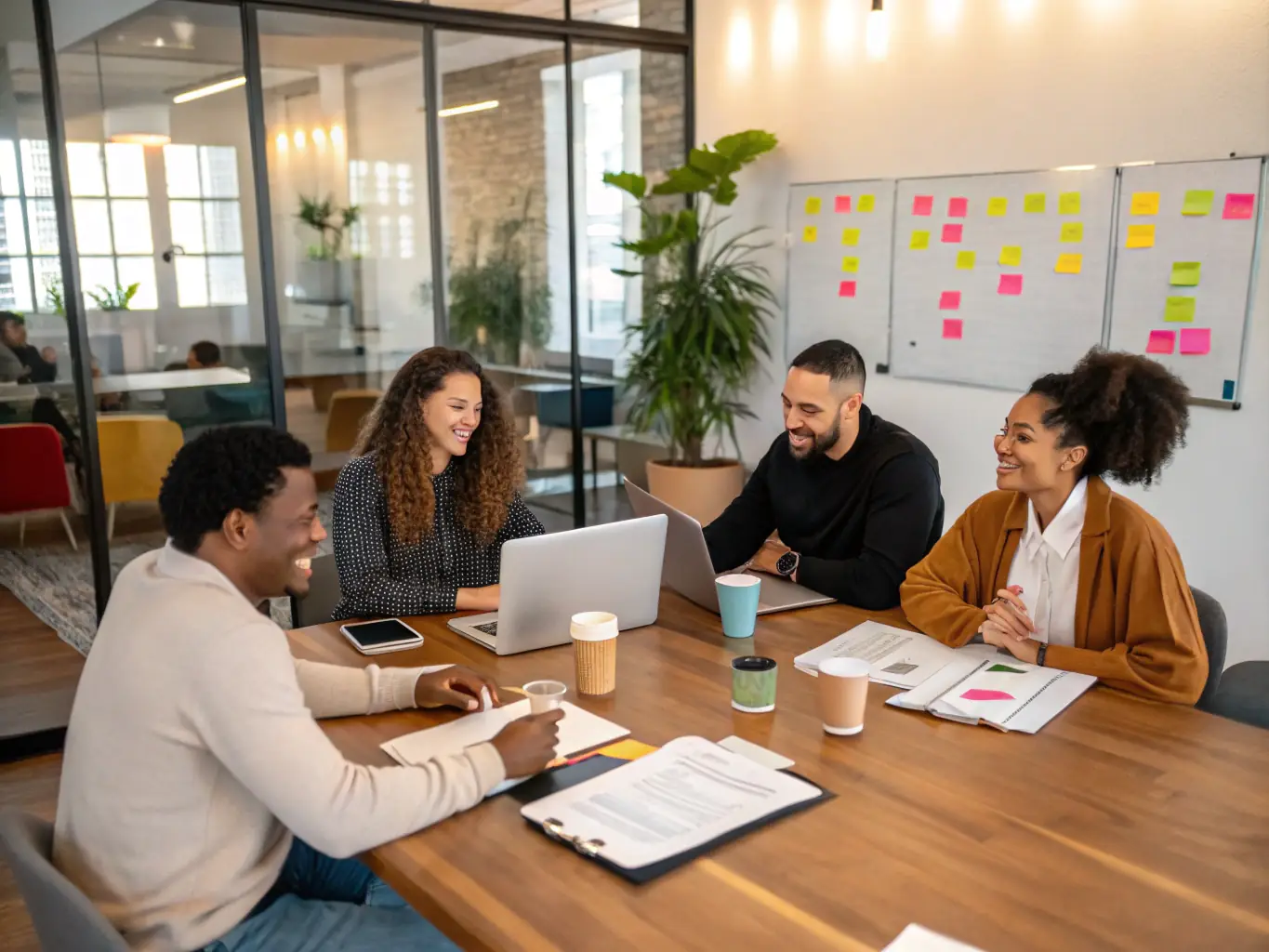 A diverse group of people interacting positively in a virtual community space, representing the inclusive and supportive environment that AgenciaDigitalPlus aims to create for its clients' online communities.