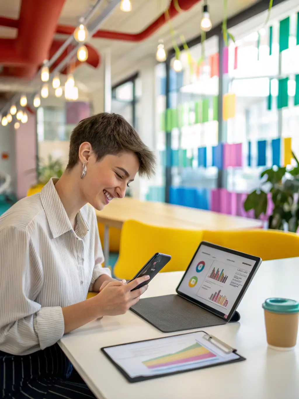 A social media manager scheduling posts and analyzing engagement metrics on a tablet, showcasing successful social media campaigns managed by AgenciaDigitalPlus.