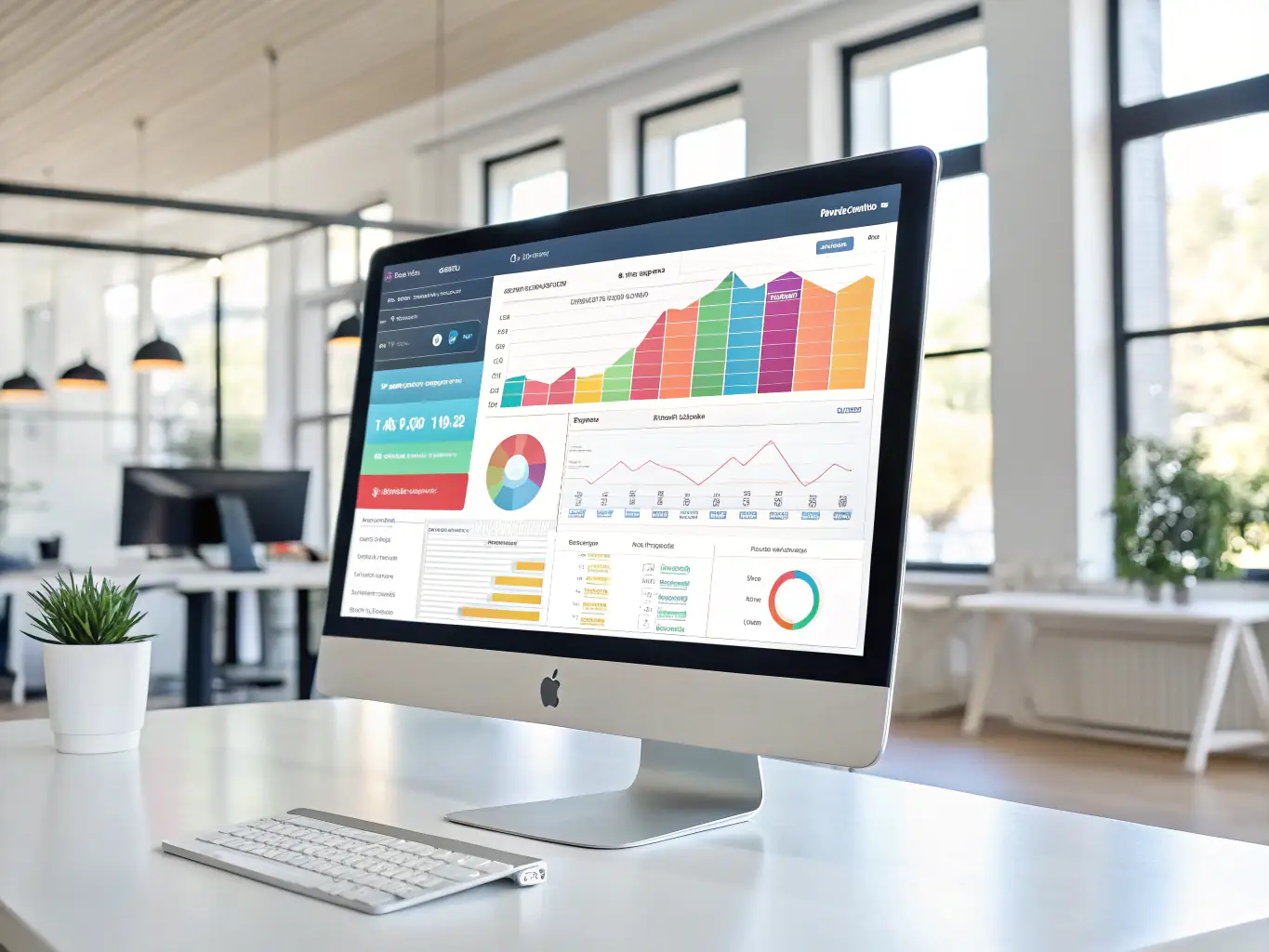 An image of a CRM system interface showing customer data, analytics, and automated marketing campaigns, highlighting the integration of AI for personalized customer experiences.