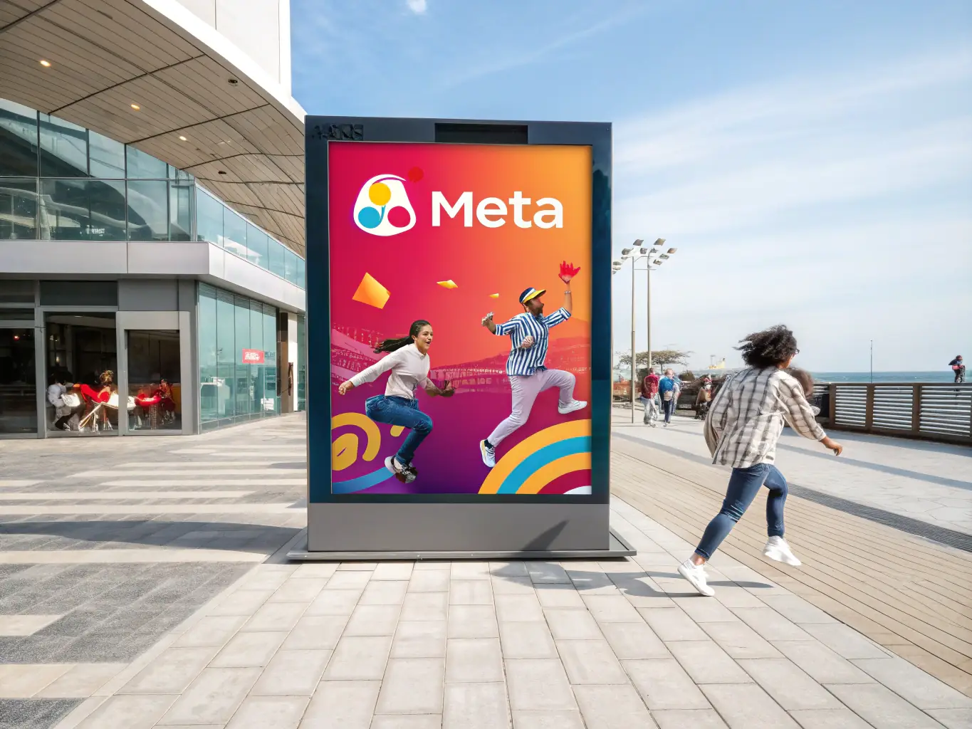 A visually appealing ad campaign running on various platforms like Meta, TikTok, and Google Ads, highlighting AgenciaDigitalPlus's ad management capabilities.