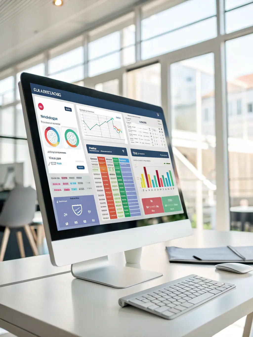 A close-up shot of a well-organized CRM dashboard displaying key performance indicators, illustrating streamlined data management and improved decision-making for AgenciaDigitalPlus's clients.