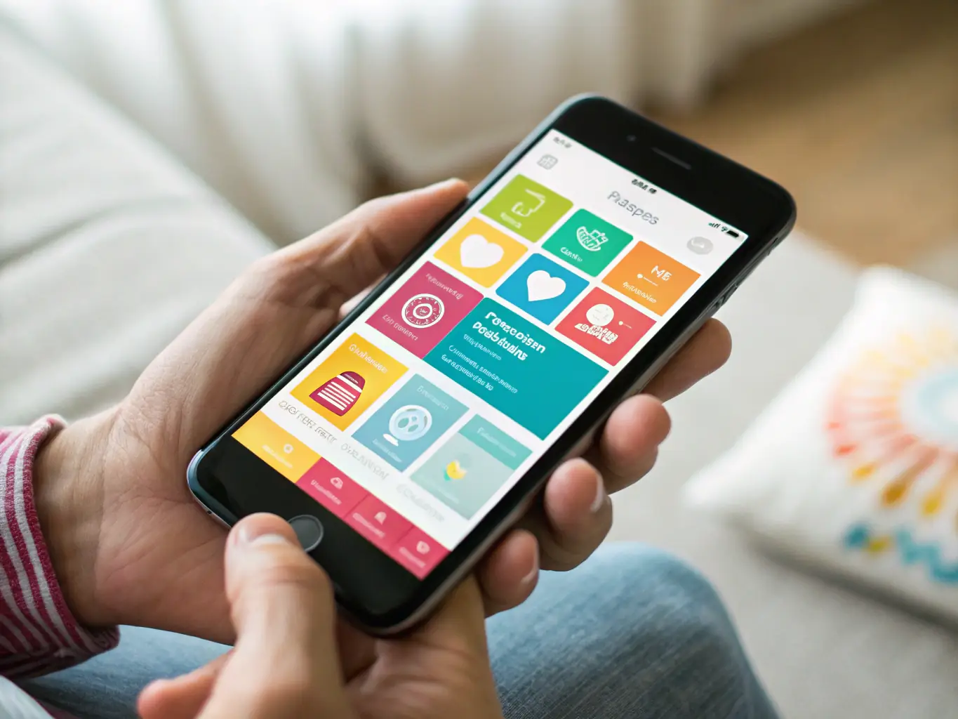 A mobile app interface displaying a seamless user experience with interactive elements, highlighting AgenciaDigitalPlus's capabilities in mobile application development.
