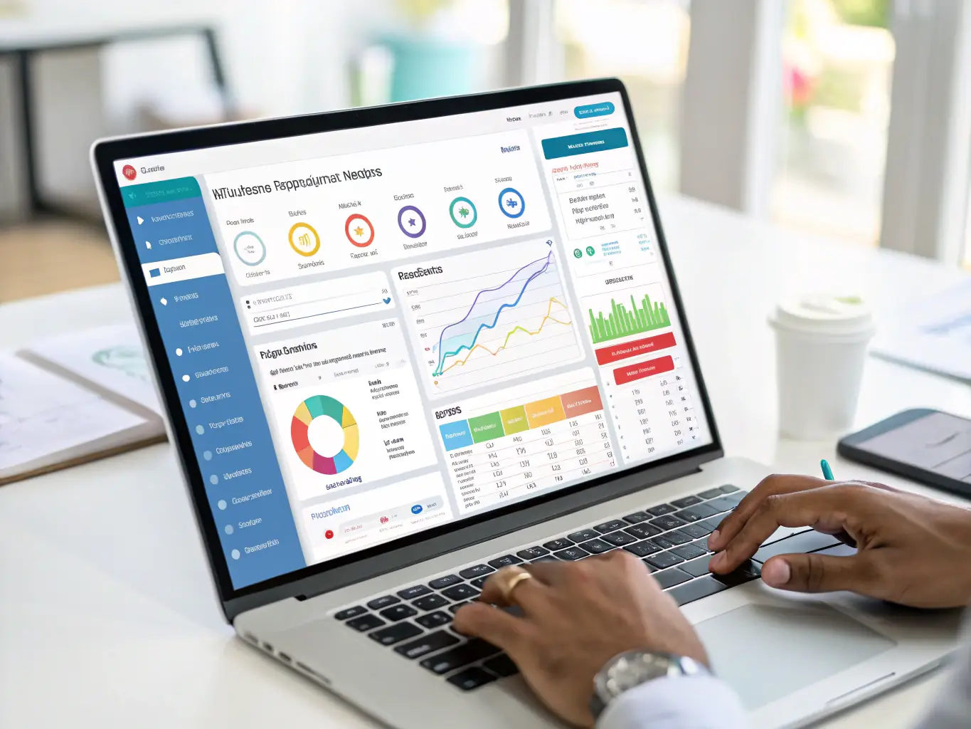 A dashboard interface showcasing AI-driven analytics and CRM automation tools, demonstrating AgenciaDigitalPlus's expertise in integrating advanced technologies.
